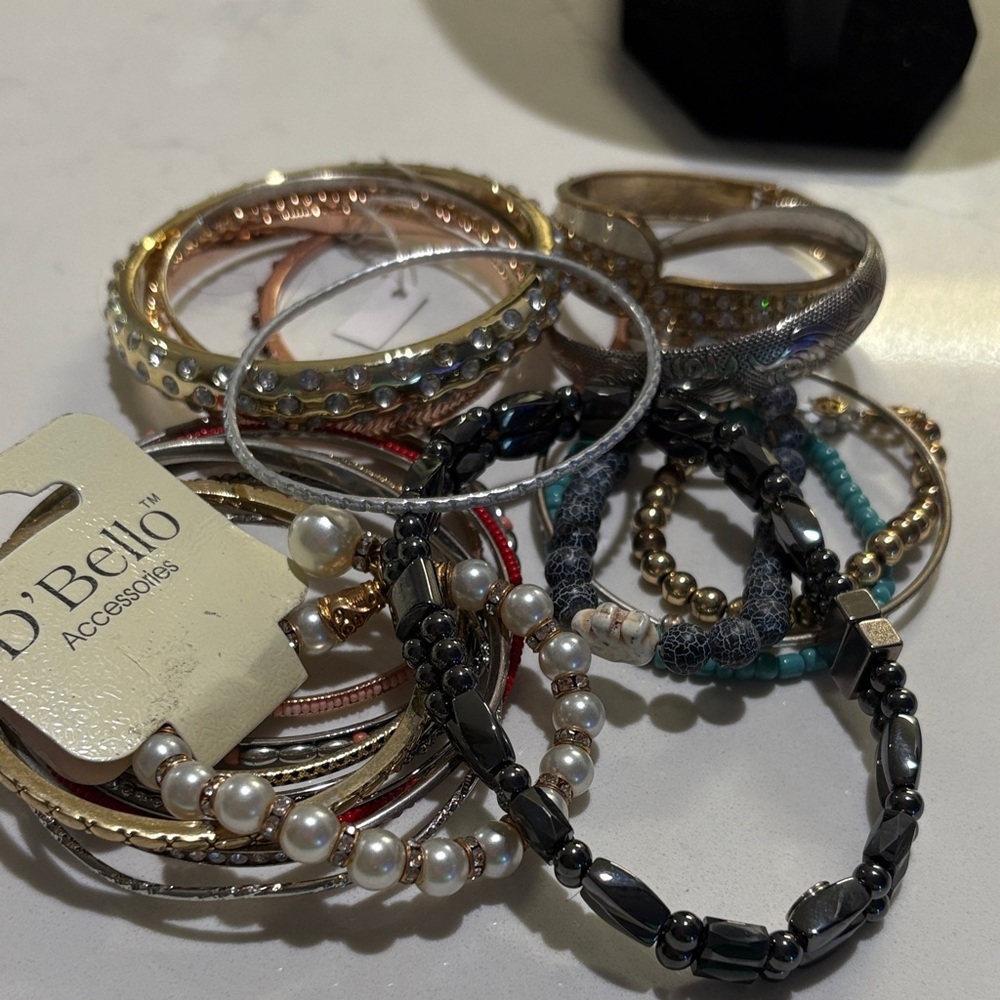 Gold and Silver Bangle Set - Picture 2 of 5